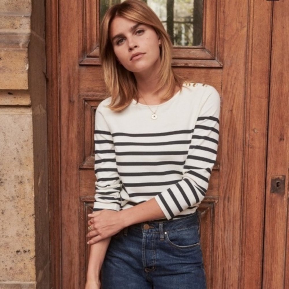 Sezane Loïc Striped Jersey Small